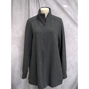 Avia Womens Charcoal Gray Textured Fleece Full Zip Jacket Mock Neck L 12-14